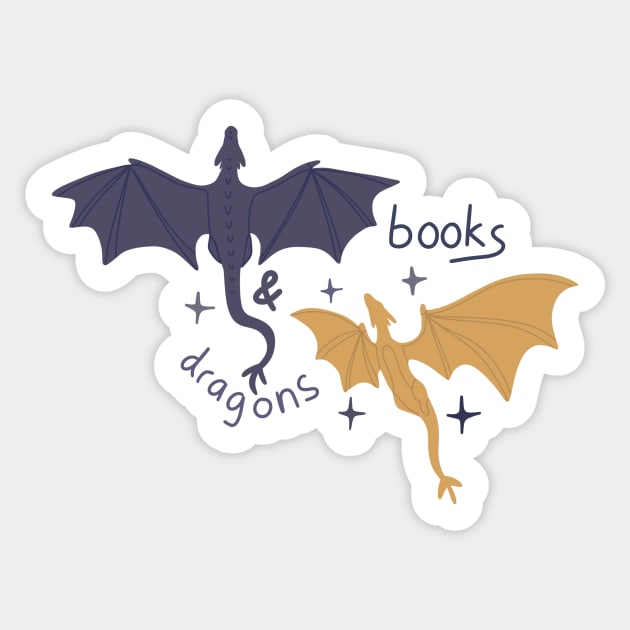 Books and dragons fantasy design for readers Sticker by loulou-artifex
